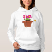 Roze bloempot met vlinder hoodie (Voorkant)