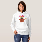 Roze bloempot met vlinder hoodie (Voorkant volledig)