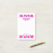 Roze Bloemrand Bloemist Post-it® Notes (Op bureau)