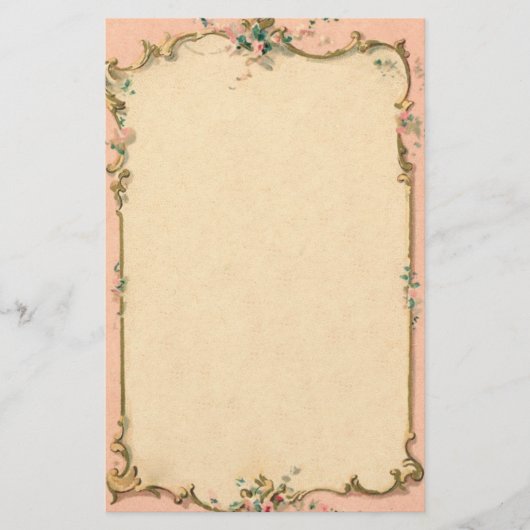 Roze bloemrand briefpapier (Voorkant)