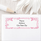 Roze bloemrand etiket (Insitu)