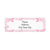 Roze bloemrand etiket (Voorkant)