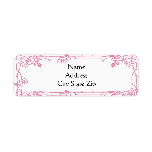 Roze bloemrand etiket (Voorkant)