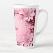 Roze bloemrand met aangepaste naam latte mok (Rechts)