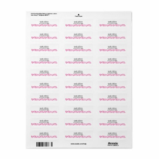 roze bloemrand retouradres etiket (Full Sheet)