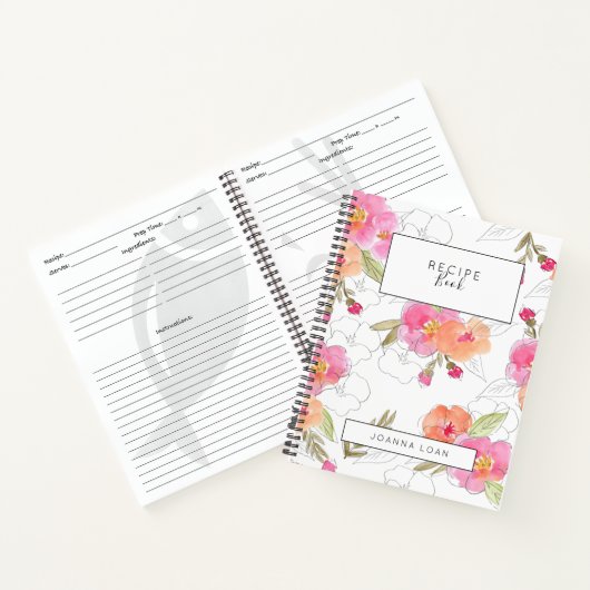 Roze bloemrecept kookboek notitieboek (Binnen)