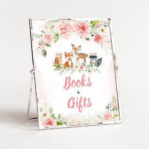 Roze Bloemrijke Bos Shower Boeken en Cadeaus Bord Poster