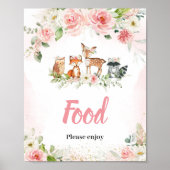 Roze Bloemrijke Bos Shower Eet Sign Poster (Voorkant)