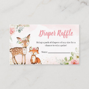 Roze bloemrijke bosbaby shower luierraffle informatiekaartje