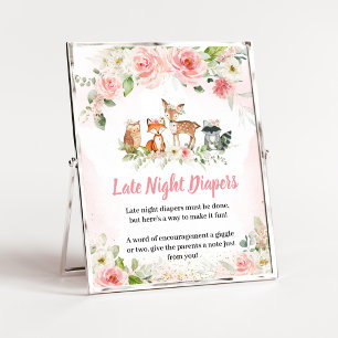 Roze Bloemrijke Bosbodem Late Night Luiers Bord Poster