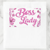 Roze Bloemrijke Boss Lady Design Rechthoekige Sticker (Tas)