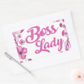 Roze Bloemrijke Boss Lady Design Rechthoekige Sticker (Envelop)
