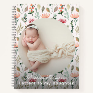 Roze bloemrijke brieven aan mijn dochter aandenken notitieboek
