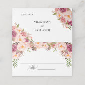 Roze bloemrijke bruidsdouche trouw zitplaatsen gev plaatskaartje (Buitenkant ongevouwen)