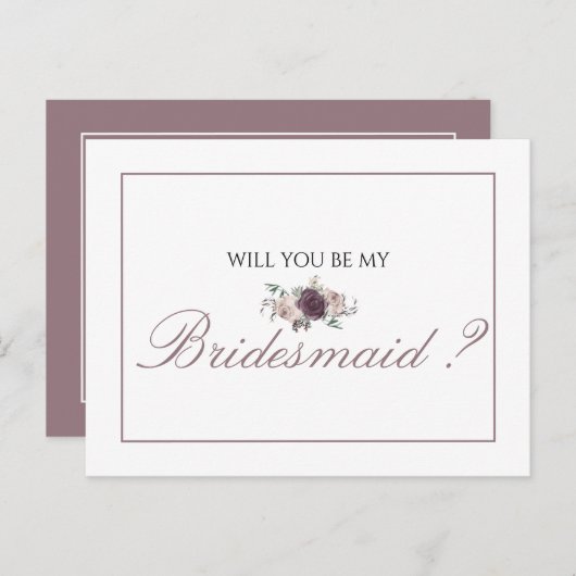 Roze bloemrijke bruidsfeest Wil je mijn bruidsmeis Uitnodiging Briefkaart (Voorkant / Achterkant)