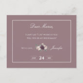 Roze bloemrijke bruidsfeest Wil je mijn bruidsmeis Uitnodiging Briefkaart (Achterkant)