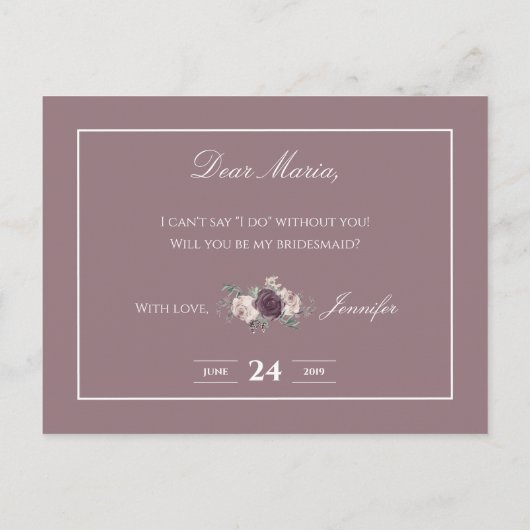 Roze bloemrijke bruidsfeest Wil je mijn bruidsmeis Uitnodiging Briefkaart (Achterkant)