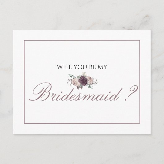 Roze bloemrijke bruidsfeest Wil je mijn bruidsmeis Uitnodiging Briefkaart (Voorkant)