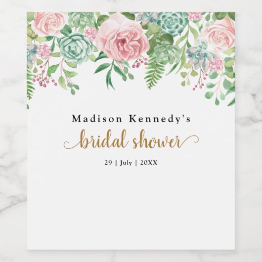 Roze bloemrijke bruidsuitnodiging leuk en fantasti wijn etiket (Enkel label)