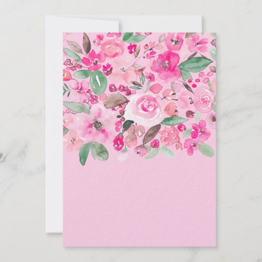 Roze bloemrijke casual script bruidsmeisjesfeest kaart (Achterkant)