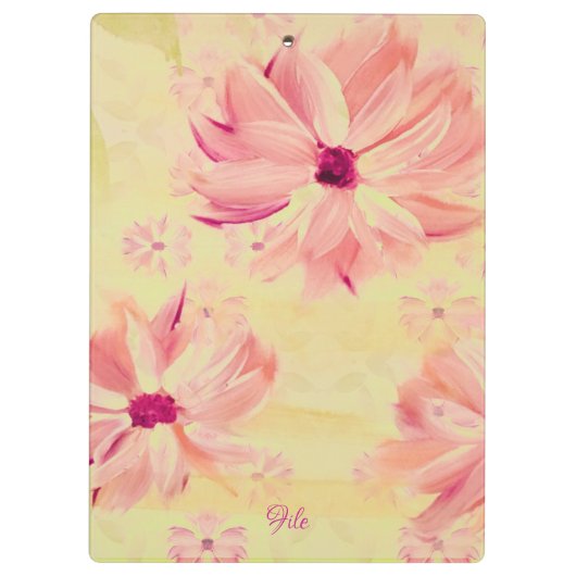  roze bloemrijke designer klembord (Achterkant)