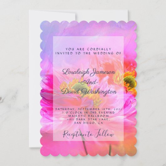 Roze bloemrijke fantasie uitnodiging (Voorkant)