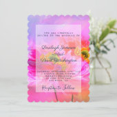 Roze bloemrijke fantasie uitnodiging (Staand voorkant)
