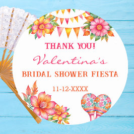 Roze Bloemrijke Fiesta Bruidsmeisje Dankjewel Ronde Sticker