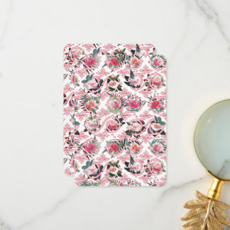 Roze Bloemrijke Filigraan Kaart