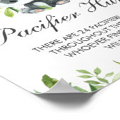 Roze bloemrijke foppehunt voor panda babyshower sp poster (Hoek)