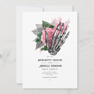Roze Bloemrijke Gotische Schedel Meisjesweekend Kaart