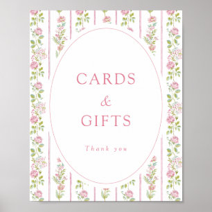 Roze Bloemrijke Grandmillennial Kaarten & Cadeaus Poster