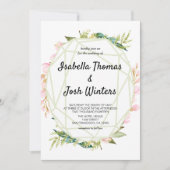 Roze bloemrijke groene bladwerklijst kristallen br kaart (Voorkant)