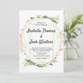 Roze bloemrijke groene bladwerklijst kristallen br kaart (Staand voorkant)