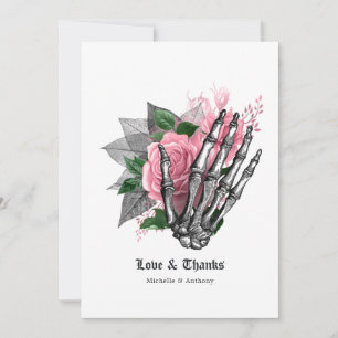 Roze Bloemrijke Halloween Gotisch Bedankkaart