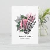 Roze bloemrijke Halloween gotische Bedankkaart (Staand voorkant)