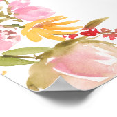 Roze bloemrijke handgeschilderde welkom bij afstud poster (Hoek)
