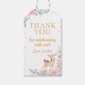 Roze Bloemrijke hertenfeest Dank u Cadeaulabel (Voorkant)