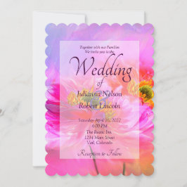 Roze bloemrijke huwelijksuitnodiging kaart