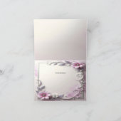 Roze bloemrijke kader bedankkaart (Binnen)