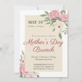 Roze Bloemrijke Kerk Moederdag Brunch Kaart (Voorkant)