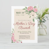 Roze Bloemrijke Kerk Moederdag Brunch Kaart (Staand voorkant)