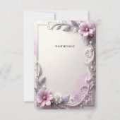 Roze bloemrijke lijst bedankkaart (Achterkant)