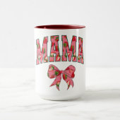 Roze bloemrijke MAMA-tekst met strik Mok (Midden)