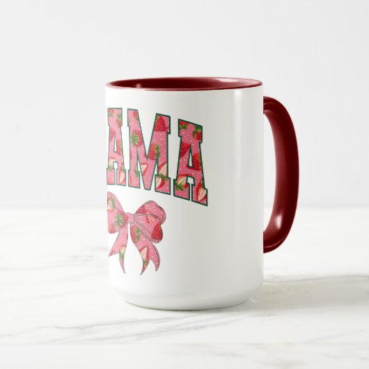 Roze bloemrijke MAMA-tekst met strik Mok (Voorkant rechts)