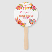 Roze Bloemrijke Mexicaanse Bruiloftsfeest Bruidsui Handwaaier (Voorkant)