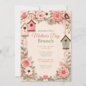 Roze bloemrijke Moederdag brunch Kaart (Voorkant)