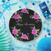 roze bloemrijke papieren verjaardagsdecor papieren bordje (Feest)