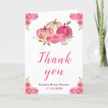 Roze Bloemrijke Pompoenen Bruiloft Dank Je