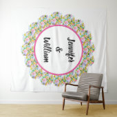 Roze bloemrijke romantische trouw achtergrond wandkleed (In Situ (horizontaal))